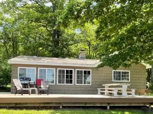 Hubbard Lake Sunset Hideaway, large lakefront property.
