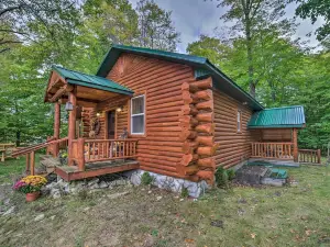 Updated Manistique Log Cabin, Yard and Fire Pit