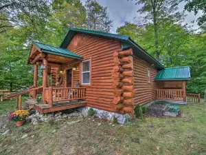 Updated Manistique Log Cabin, Yard and Fire Pit
