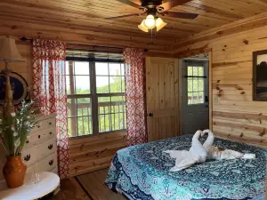 The Romantic LOVE NEST mountain Log Cabin w/ Lake view-5 minutes from the beach!