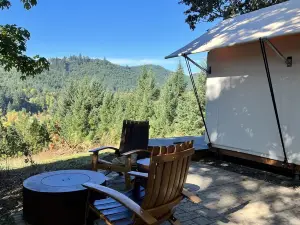 Amico Farm cozy wine country all weather Vista Tent with stunning views