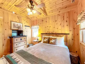 Cozy wooded cabin with lake access, firepit & kitchenette