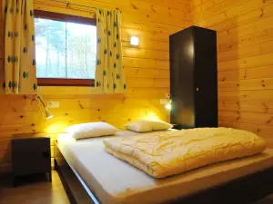 Modern Wooden Chalet with Stove Located in the Forest