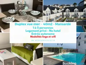 DUPLEX VUE MER - Plage à 100m- 4 lits - parking sous sol
