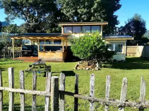 Riverside Bedford Bus with stunning valley views.