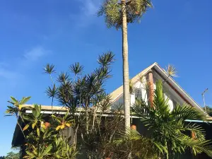 Tropical pole home near the beach.