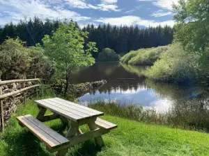 The Nook at Pentregaer Ucha, with Tennis Court & Lake.