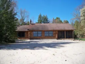 A Grand Island View on a Big Sandy Beach, Fireplace, Screened porch!