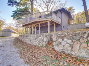 Deck & Boat Dock: Lakefront Cabin in Eucha!
