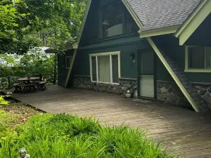 Beautiful lakefront setting with pontoon boat available to rent.