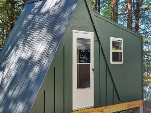 Vintage Downeast Airstream + Tiny House A-Frame Cabin Near Acadia, Fabulous View