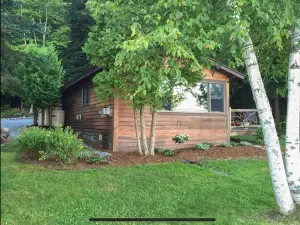 Waterfront 4 Season Cabin on Lake Colby in Saranac Lake furnished in ADK Decor.