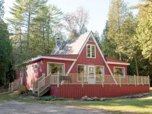 Forest A-frame with fireplace
