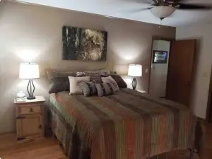 Cozy Cabin with river frontage yards from river launch for kayaking or fishing.