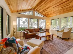Lakefront Baldwin Cottage w/ Deck & Private Beach!
