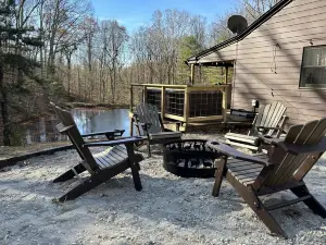 100 acres, FIREWOOD PROVIDED, Fishing Pond w/ poles, Trail, firepit, pond views