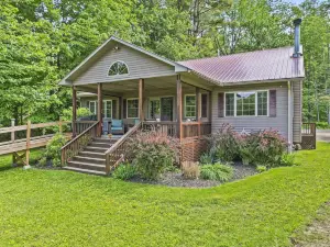 Quiet lake front home with private beach