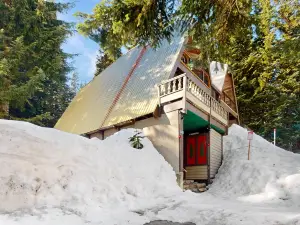Ski-in/out A-frame duplex with deck, woodstove & firepit -dog-friendly