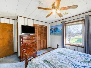 Dog-friendly lakefront home with dock, kayaks, washer/dryer, & central AC