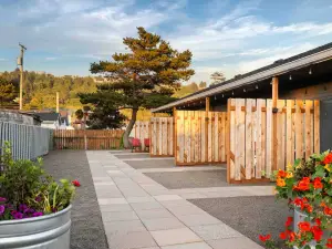 Kitchenette and Cozy Patio Area - Stylish Coastal Retreat