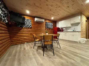 Charming themed log cabin with open layout and WiFi, central heat and a/c.