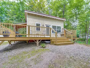 Private Dock & Deck: Tranquil Dam Pond Cottage!