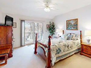 Waterfront home with private dock, lake views, kayaks, paddleboat, & pool table