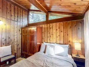 Cute rustic dog-friendly cabin with wood stove, deck, streaming, & forest views