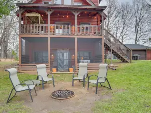 Modern Log Cabin w/ Rec Room, Steps to Lake!