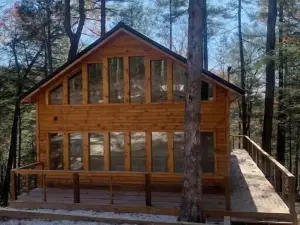 Whispering Woods_  Hot Tub _Waterfall _ Arcade _3 story Cabin