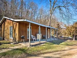 The Burgundy Cabin Iowa Retreat Pond and Fire Pit