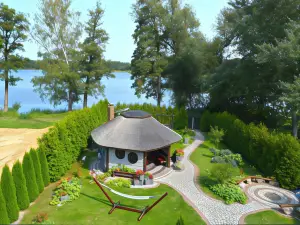 A Luxury Home on the Shore of the Lake Living Room with Fireplace 2 Bedrooms