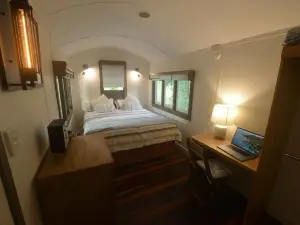 Unique hideaway train carriages experience.