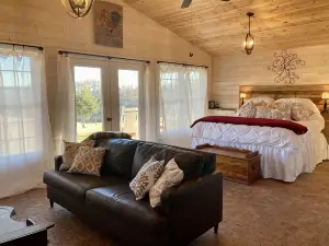 One room cabin set on our farm for a peaceful getaway.