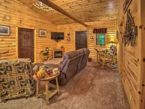 Updated Manistique Log Cabin, Yard and Fire Pit