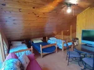 Cozy private cabin on 10 acres with 300+ feet of water front. Pet friendly.