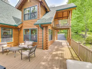 Lakefront Corinth Log Home: Private Dock, Fire Pit