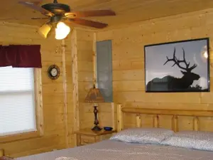 3BR, 2 Bath Cabin with full kitchen, living room, hot tub and spacious backyard.