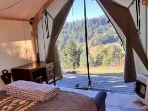 Amico Farm cozy wine country all weather Vista Tent with stunning views