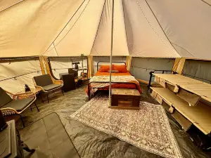 Incredible Bell Tent with Fire Pit on Private Patio for a Cozy Glamping Escape in Tahlequah, Oklahom