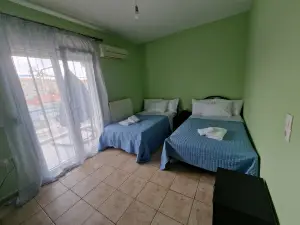 The colorful house with balcony view